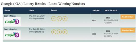 georgia lottery winning results|Winning Numbers .